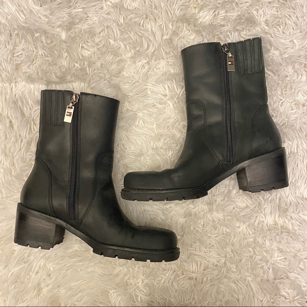 Vintage Leather Square Toe Boots